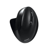 Port Connect Black Ergonomic Rechargeable Bluetooth Mouse